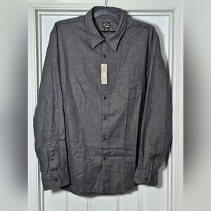 J. Crew Cotton/Cashmere Blend Button Up Long Sleeve Shirt In Check Size XL Gray